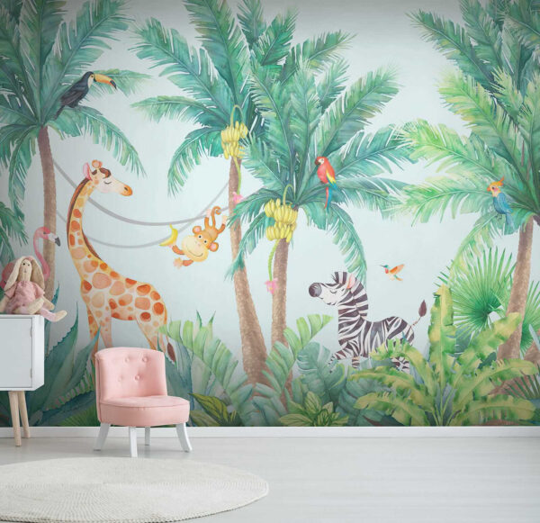 Giraffe und Zebra im Dschungel Giraffe und Zebra im Dschungel