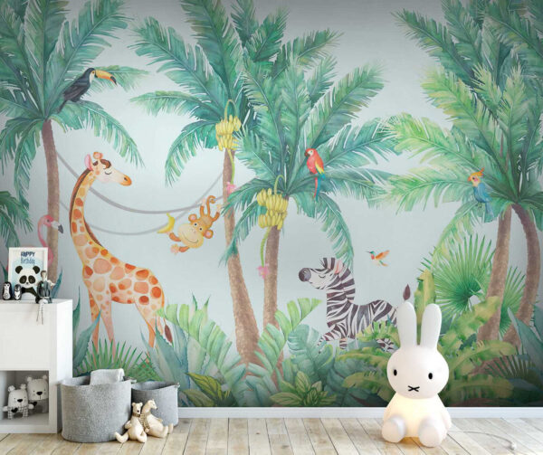 Giraffe und Zebra im Dschungel Giraffe und Zebra im Dschungel