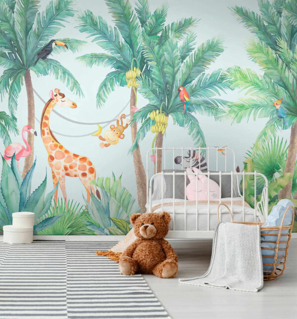 Giraffe und Zebra im Dschungel Giraffe und Zebra im Dschungel
