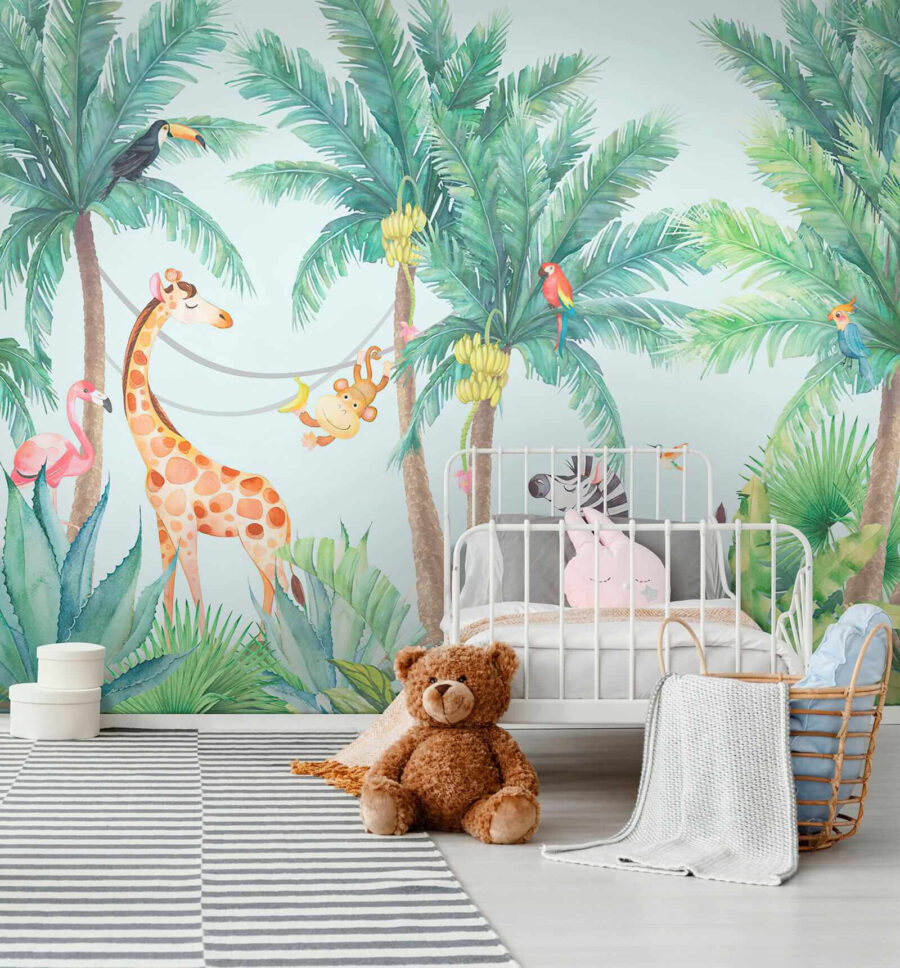 Giraffe und Zebra im Dschungel