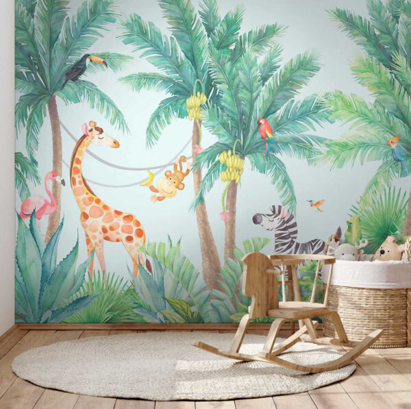 Giraffe und Zebra im Dschungel Giraffe und Zebra im Dschungel