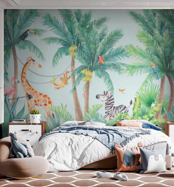 Giraffe und Zebra im Dschungel Giraffe und Zebra im Dschungel