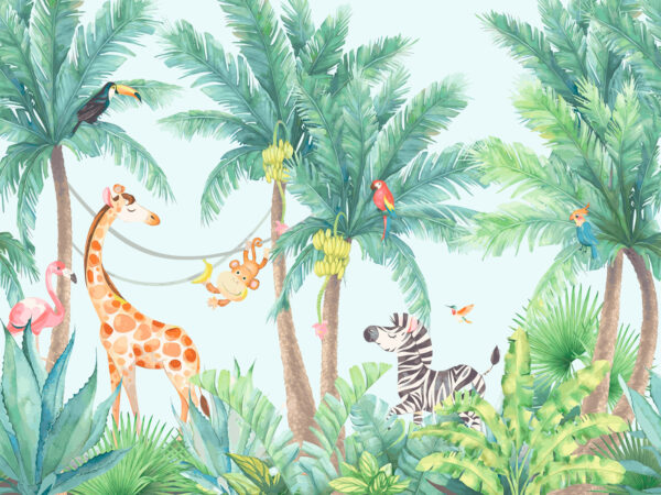 Giraffe und Zebra im Dschungel Giraffe und Zebra im Dschungel