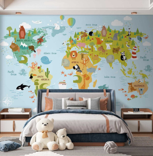 Karte der Welt mit Tieren Karte der Welt mit Tieren