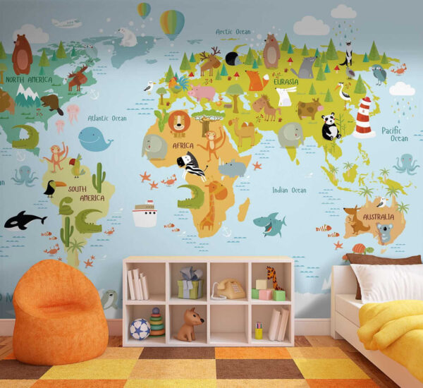 Karte der Welt mit Tieren Karte der Welt mit Tieren