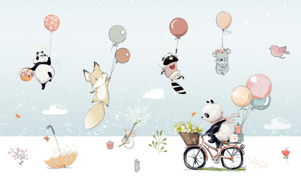 Cartoon of animals on a bicycle