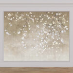 Fototapeten Baumzweig mit weißen und blauen Blumen