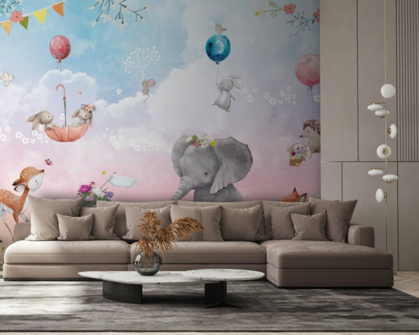 Fototapete mit Tieren und Luftballons u59964pig58 600x480 - Fototapete mit Tieren und Luftballons - tegory