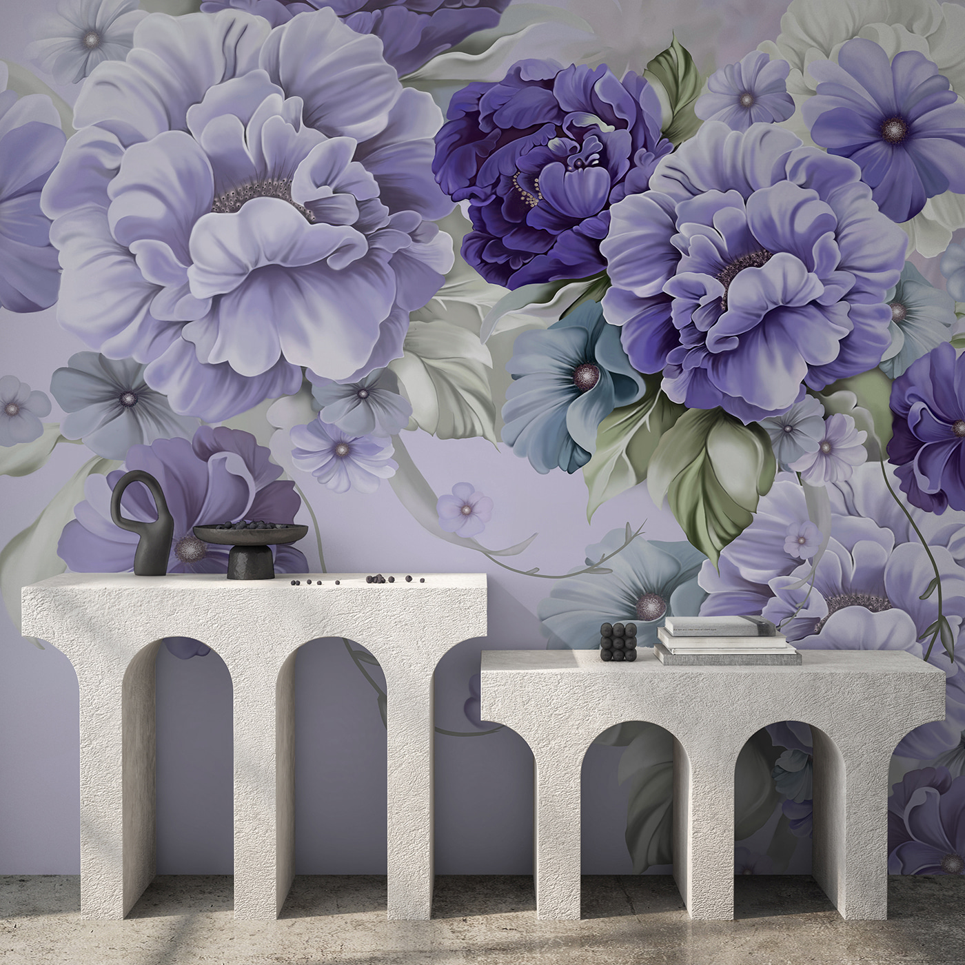 A group of purple flowers