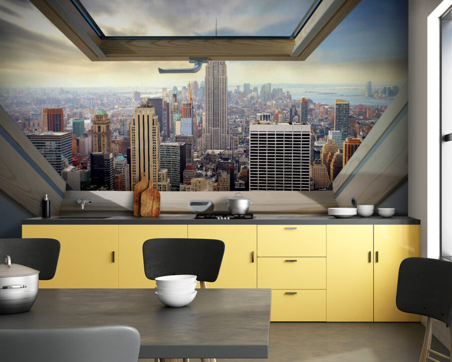 Fenster mit Blick auf eine Stadt