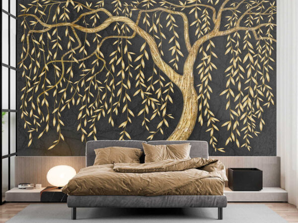 Eleganter Metallbaum auf dunklem Hintergrund Eleganter Metallbaum auf dunklem Hintergrund