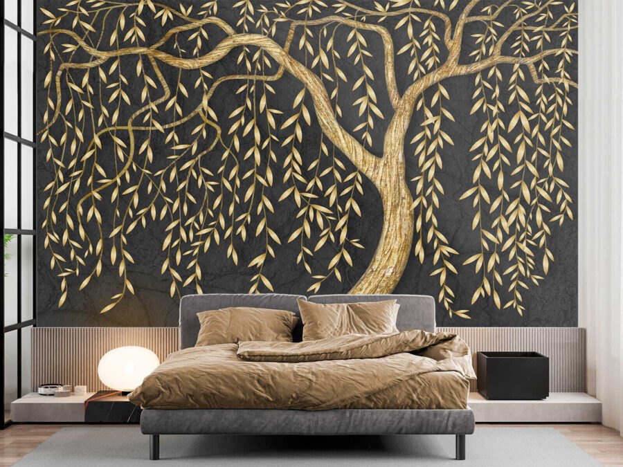 Eleganter Metallbaum auf dunklem Hintergrund