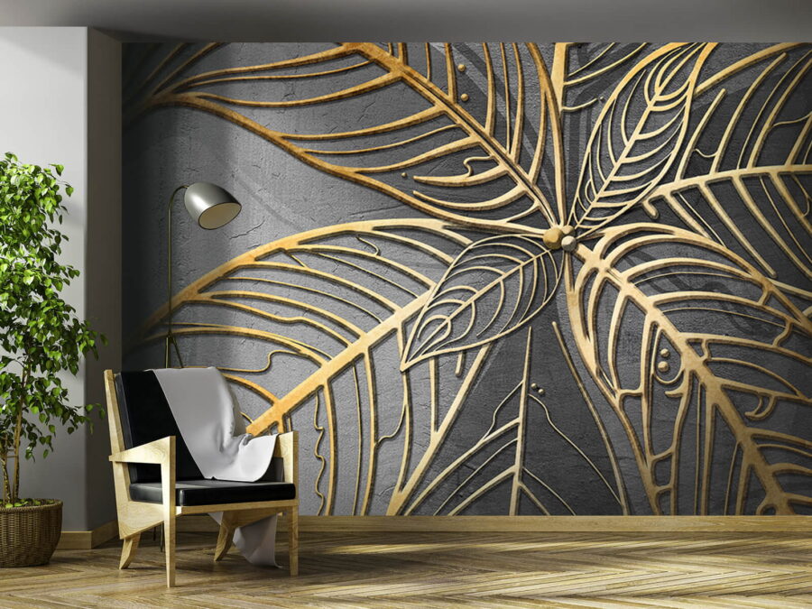 Fototapeten Kunstvolles Design aus verschlungenen Blättern.