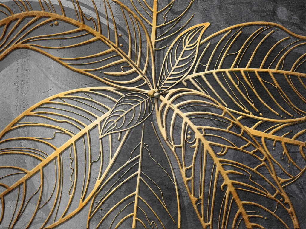 Kunstvolles Design aus verschlungenen Blättern. Kunstvolles Design aus verschlungenen Blättern.