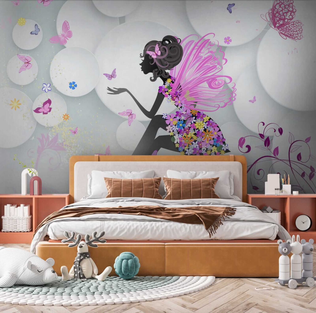 Woman in a dress with butterflies