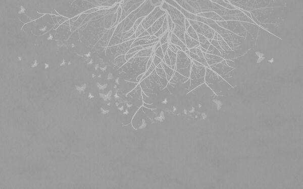 Baum mit fliegenden Schmetterlingen Baum mit fliegenden Schmetterlingen