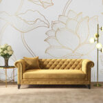 Fototapeten Muster aus Blumen auf weißem Hintergrund