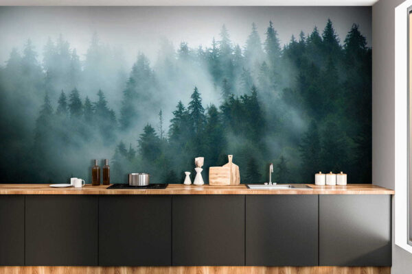 Nebliger Wald mit Bäumen Nebliger Wald mit Bäumen