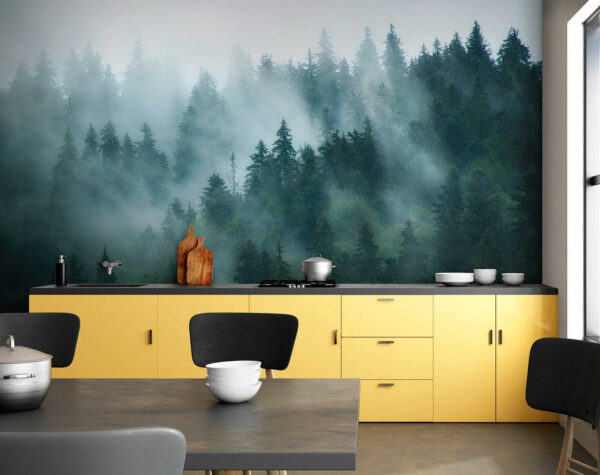 Nebliger Wald mit Bäumen Nebliger Wald mit Bäumen
