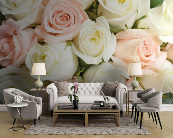 Gruppe von rosa und weißen Rosen Gruppe von rosa und weißen Rosen