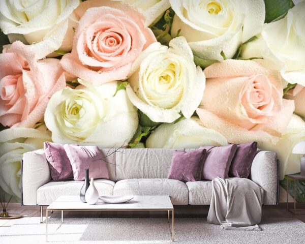 Gruppe von rosa und weißen Rosen Gruppe von rosa und weißen Rosen