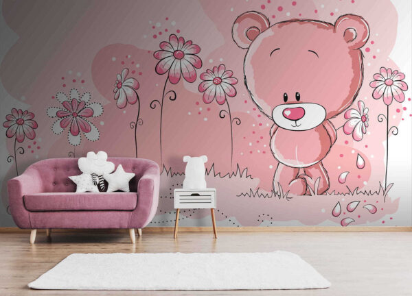 Rosa Teddybär mit Blumen Rosa Teddybär mit Blumen