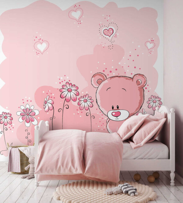 Rosa Teddybär mit Blumen Rosa Teddybär mit Blumen