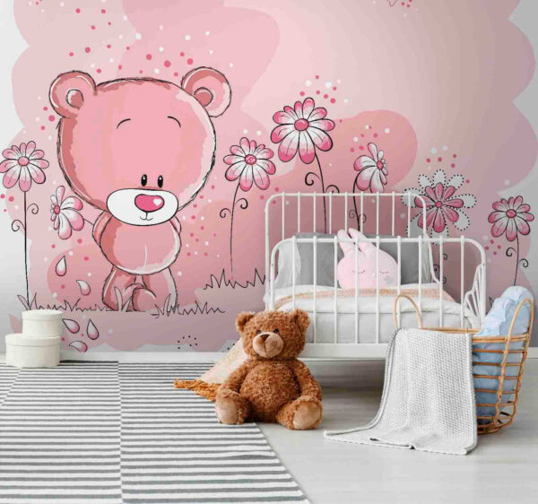 Rosa Teddybär mit Blumen Rosa Teddybär mit Blumen