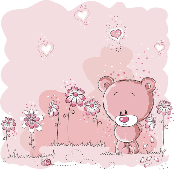 Rosa Teddybär mit Blumen Rosa Teddybär mit Blumen