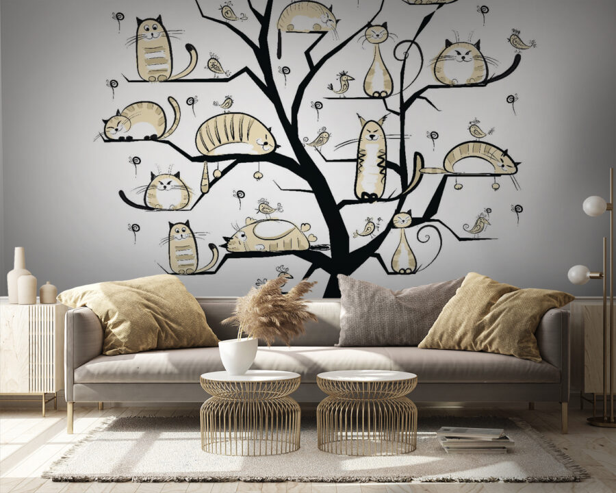 Baum mit Katzen darauf Baum mit Katzen darauf