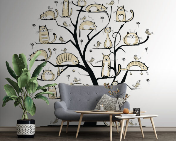 Baum mit Katzen darauf Baum mit Katzen darauf