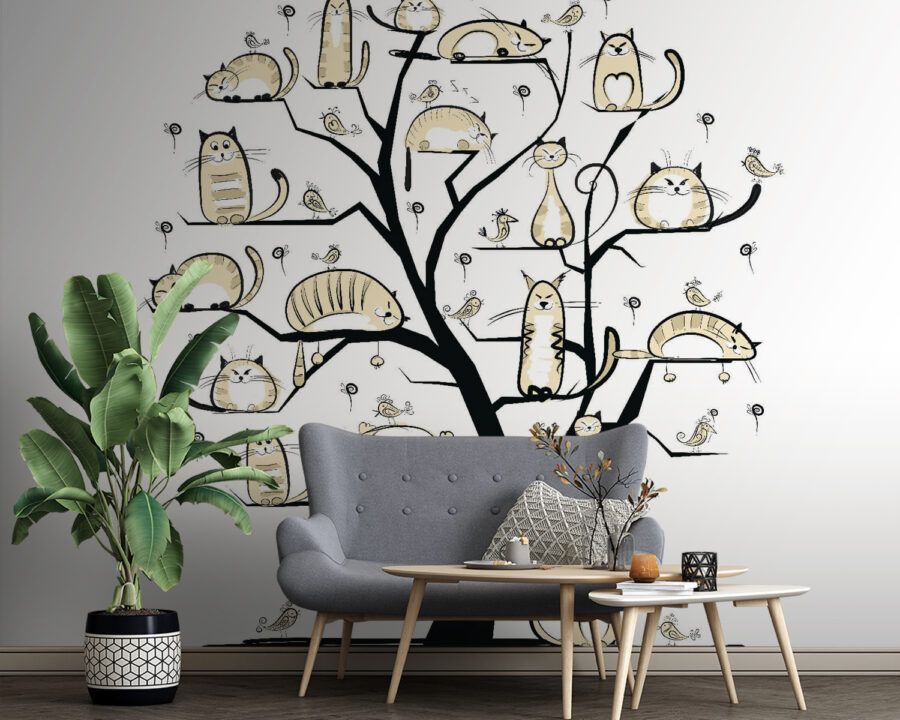 Baum mit Katzen darauf Baum mit Katzen darauf