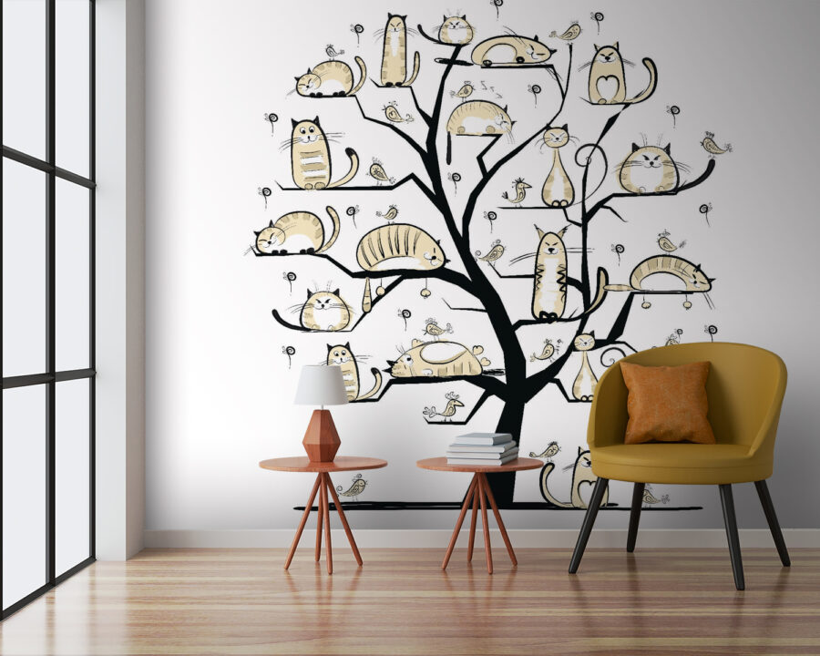 Baum mit Katzen darauf Baum mit Katzen darauf