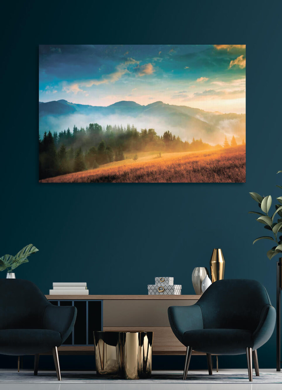 Fototapeten Landschaft mit Bäumen und Bergen – Bild 3