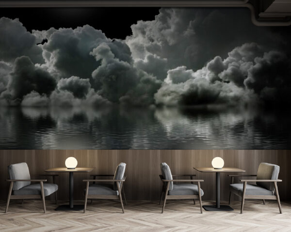 Mond über Wasser mit Wolken und Wolken Mond über Wasser mit Wolken und Wolken