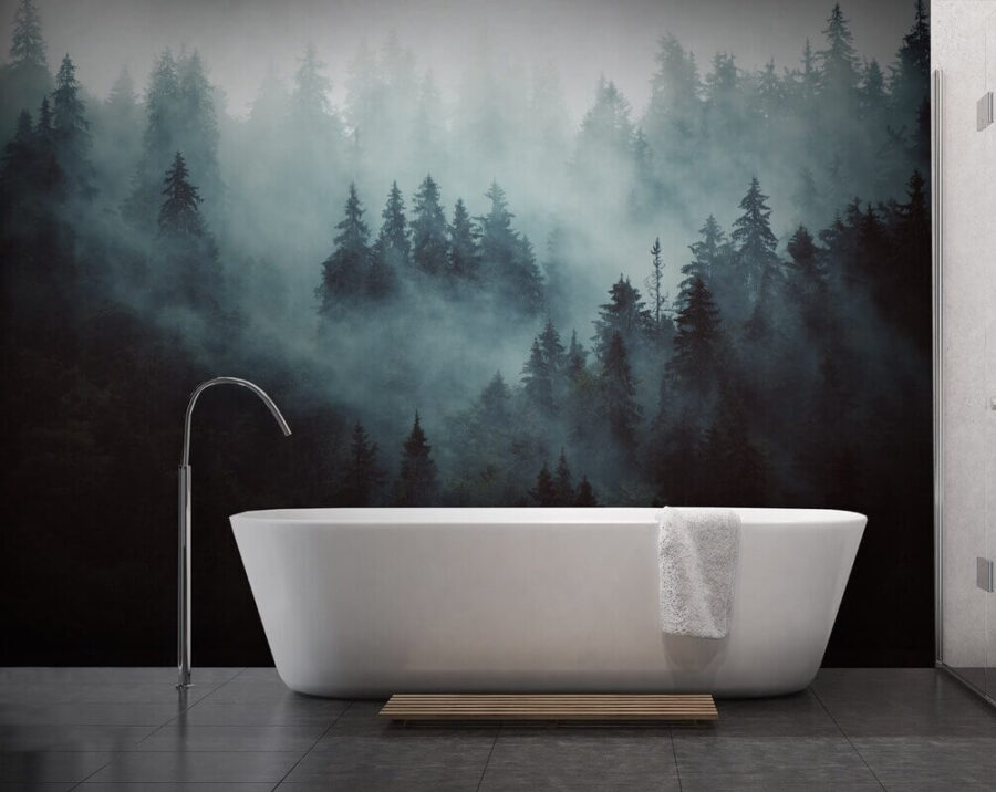 Nebliger Wald mit Bäumen Nebliger Wald mit Bäumen