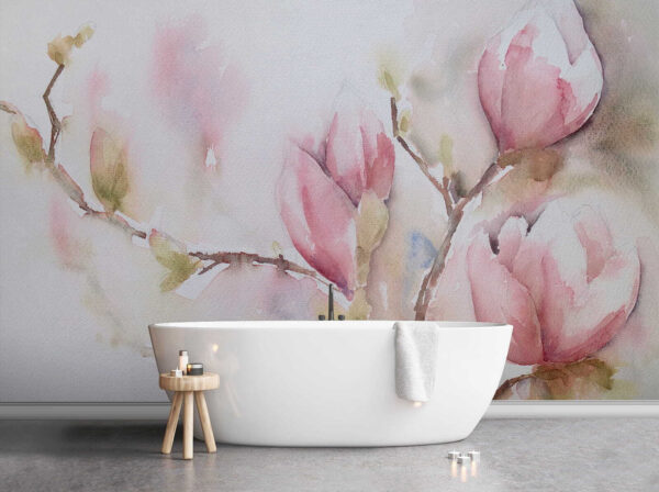Aquarellmalerei von rosa Blumen Aquarellmalerei von rosa Blumen