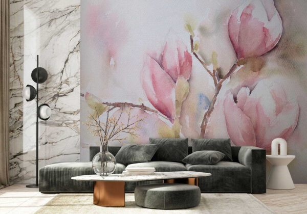 Aquarellmalerei von rosa Blumen Aquarellmalerei von rosa Blumen