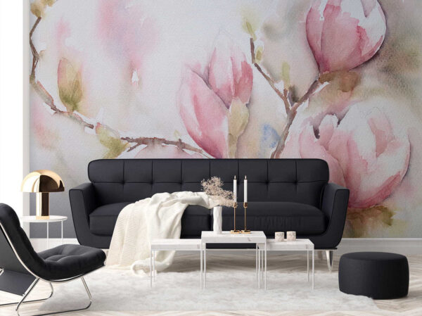 Aquarellmalerei von rosa Blumen Aquarellmalerei von rosa Blumen