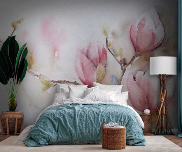 Aquarellmalerei von rosa Blumen Aquarellmalerei von rosa Blumen