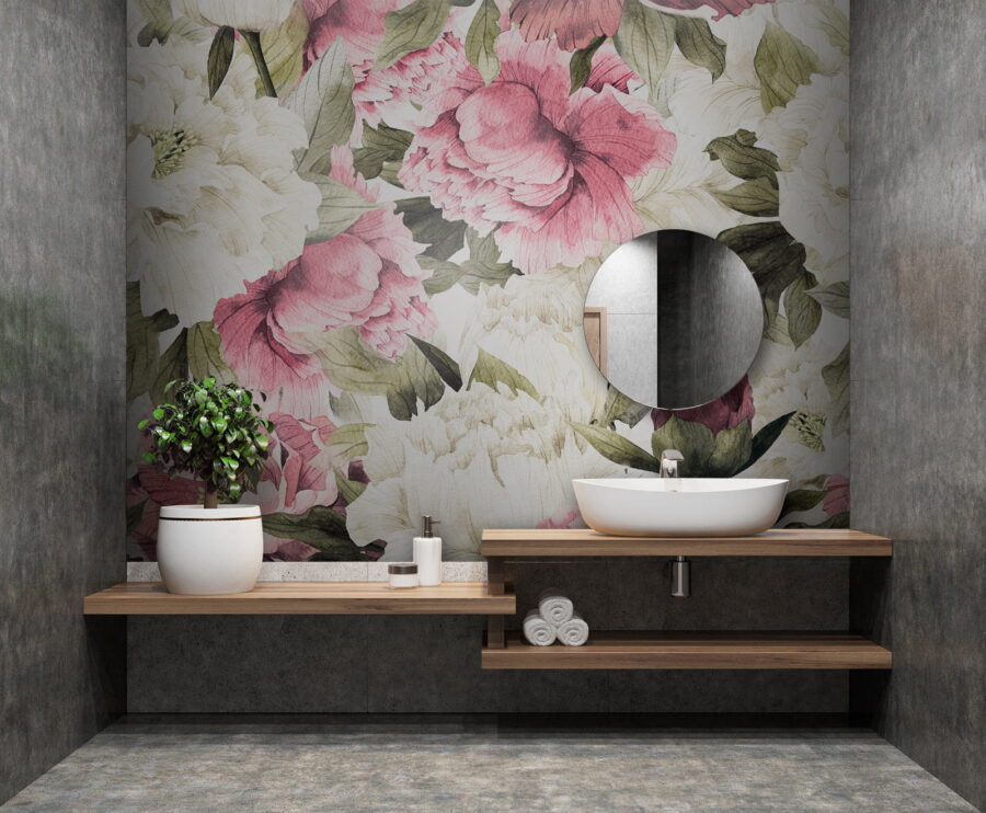 Muster aus rosa und weißen Blumen