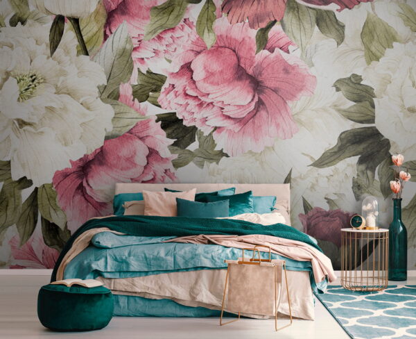 Muster aus rosa und weißen Blumen Muster aus rosa und weißen Blumen