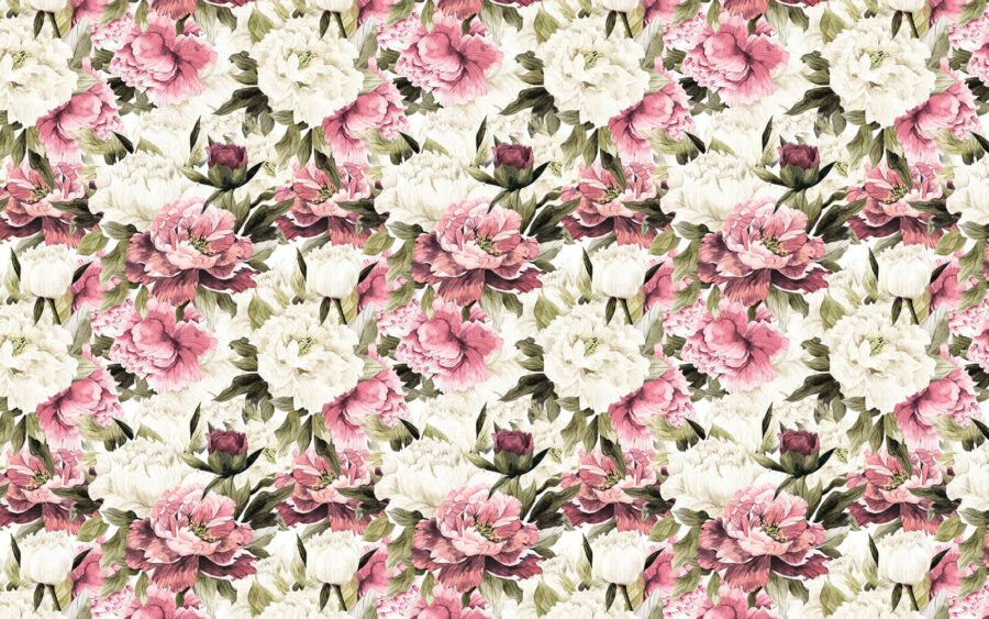 Muster aus rosa und weißen Blumen