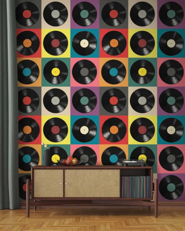 Muster aus schwarzen Schallplatten Muster aus schwarzen Schallplatten