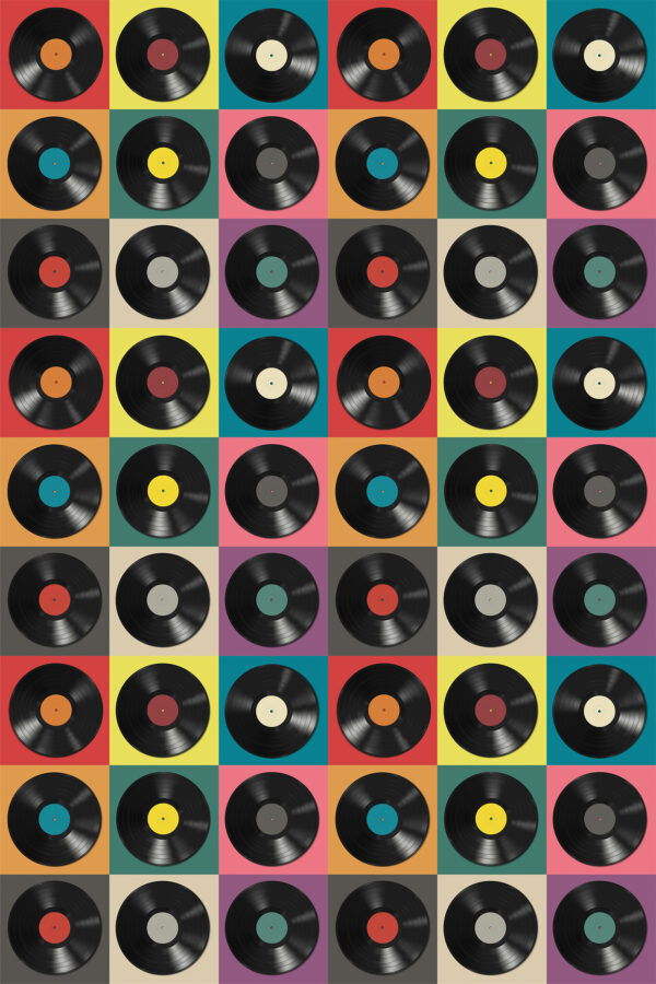 Muster aus schwarzen Schallplatten Muster aus schwarzen Schallplatten