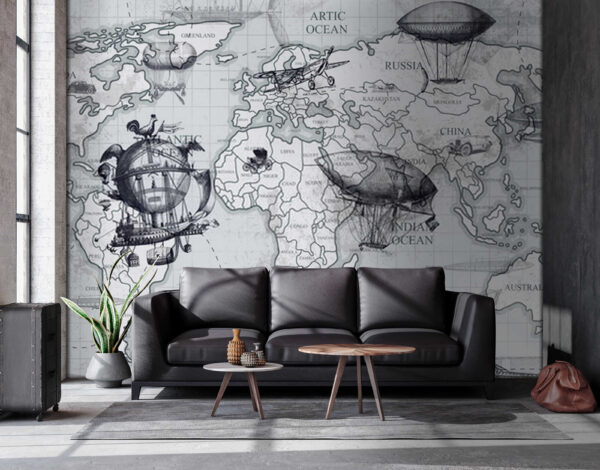 Weltkarte mit verschiedenen Arten von Luftballons Weltkarte mit verschiedenen Arten von Luftballons