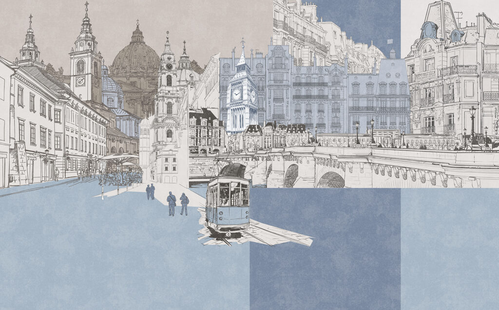 Zeichnung einer Stadt Zeichnung einer Stadt