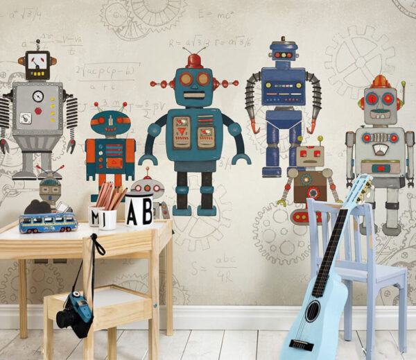 Gruppe von Robotern mit mathematischen Gleichungen Gruppe von Robotern mit mathematischen Gleichungen