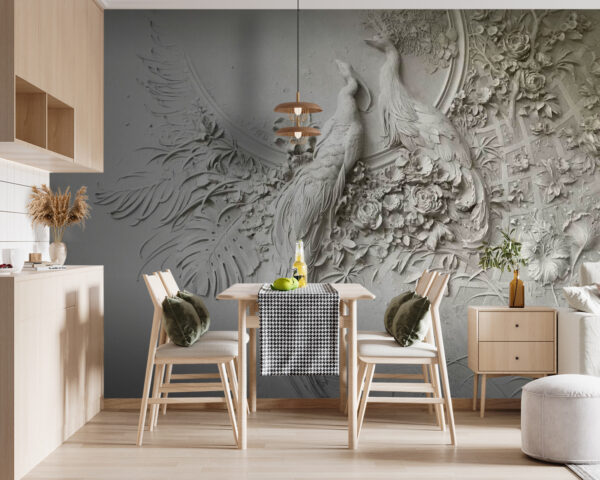 Weiße Wand mit ein paar Vögeln und Blumen Weiße Wand mit ein paar Vögeln und Blumen