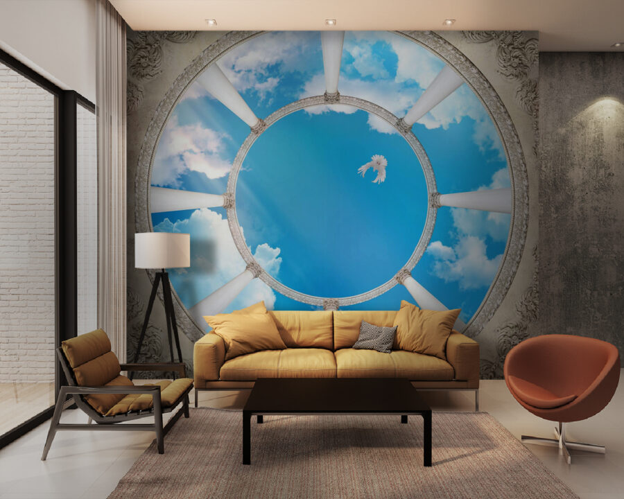 Kreisförmige Decke mit Säulen und einem Vogel, der durch den Himmel fliegt u44916pig28 900x720 - Kreisförmige Decke mit Säulen und einem Vogel, der durch den Himmel fliegt - tegory
